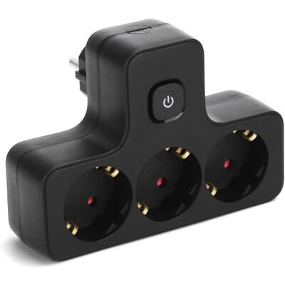 Aigostar Adaptateur avec fiches interrupteur 3 prises, avec protection enfant, 16A, 250V, blanc 3 Schuko, noir - Publicité Aigostar Adaptateur avec fiches interrupteur 3 prises, avec protection enfant, 16A, 250V, blanc 3 Schuko, noir - Publicité