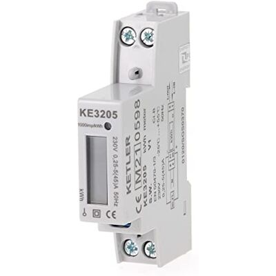 KETLER KE3205 : Compteur électrique Monophasé 45 A Certifié MID Sortie d'impulsion Simple tarif - Publicité KETLER KE3205 : Compteur électrique Monophasé 45 A Certifié MID Sortie d'impulsion Simple tarif - Publicité