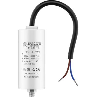 Volet Tech Condensateur 40 uF pour Moteur Monophasé Utilisation pour Kärcher, Pompe de Piscine, Porte de Garage 425/450V/475V Condensateur de Démarrage/Permanent avec Câble - Publicité Volet Tech Condensateur 40 uF pour Moteur Monophasé Utilisation pour Kärcher, Pompe de Piscine, Porte de Garage 425/450V/475V Condensateur de Démarrage/Permanent avec Câble - Publicité