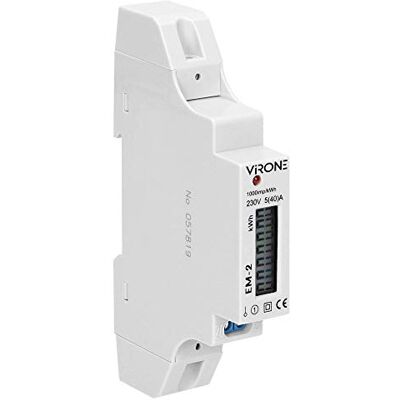 Virone EM-2 Compteur D'électricité Rail DIN Compteur d'Energie Monophasé 40A Sortie d'Impuls 1 Module DIN TH-35mm - Publicité Virone EM-2 Compteur D'électricité Rail DIN Compteur d'Energie Monophasé 40A Sortie d'Impuls 1 Module DIN TH-35mm - Publicité