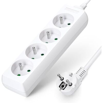 Aigostar Multiprises 4 Prises 16A 2P + E Extension d'alimentation de 1.5 Mètre Câble et Sécurité Enfant Blanc - Publicité Aigostar Multiprises 4 Prises 16A 2P + E Extension d'alimentation de 1.5 Mètre Câble et Sécurité Enfant Blanc - Publicité