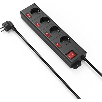 Hama Multiprise avec Interrupteur (Bloc 4 Prises Schuko 16A, Interrupteur Individuel éclairé, idéal économie d'énergie, Prises à 90°, œillet Suspension integré, 3680W, Cable 1.4m H05VV-F) Noir - Publicité Hama Multiprise avec Interrupteur (Bloc 4 Prises Schuko 16A, Interrupteur Individuel éclairé, idéal économie d'énergie, Prises à 90°, œillet Suspension integré, 3680W, Cable 1.4m H05VV-F) Noir - Publicité