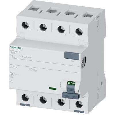 Siemens 5sv – Interrupteur différentiel clase-a 4 pôles 25 A 300 mA 70 mm - Publicité Siemens 5sv – Interrupteur différentiel clase-a 4 pôles 25 A 300 mA 70 mm - Publicité
