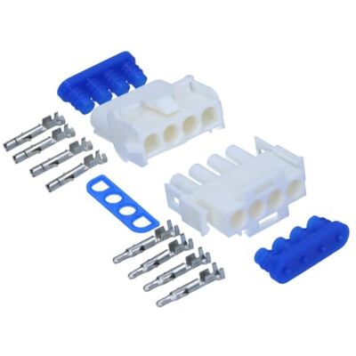 Kalitec KALI-1104 MATE-N-LOK Kit universel 4 broches avec contacts et joints IP 57 I Fiche électrique blanche en polyamide 6.6 I Connecteurs scellés pour éclairage, circuits imprimés - Publicité Kalitec KALI-1104 MATE-N-LOK Kit universel 4 broches avec contacts et joints IP 57 I Fiche électrique blanche en polyamide 6.6 I Connecteurs scellés pour éclairage, circuits imprimés - Publicité