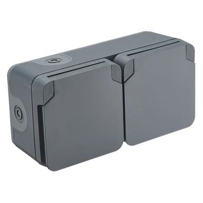 DEBFLEX Cyklone Double Prise Extérieure Etanche Prise Electrique Murale IP55 Intérieur/Extérieur Installation En Saillie Anthracite 75 x 150 x 55 mm - Publicité DEBFLEX Cyklone Double Prise Extérieure Etanche Prise Electrique Murale IP55 Intérieur/Extérieur Installation En Saillie Anthracite 75 x 150 x 55 mm - Publicité
