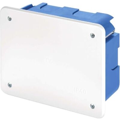 Electron Boîte de jonction encastrée avec couvercle blanc, 120 x 100 x 50 mm, pour murs légers, plaques de plâtre, bois, en technopolymère, bleu, boîte à encastrer pour installation électrique - Publicité Electron Boîte de jonction encastrée avec couvercle blanc, 120 x 100 x 50 mm, pour murs légers, plaques de plâtre, bois, en technopolymère, bleu, boîte à encastrer pour installation électrique - Publicité