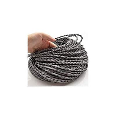 Desineo Cable électrique, Gris, Vintage, Look Retro en Tissu - Publicité Desineo Cable électrique, Gris, Vintage, Look Retro en Tissu - Publicité