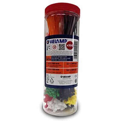 Velamp Serre-câbles de couleur en nylon, différentes tailles 500 pièces assorties - Publicité Velamp Serre-câbles de couleur en nylon, différentes tailles 500 pièces assorties - Publicité