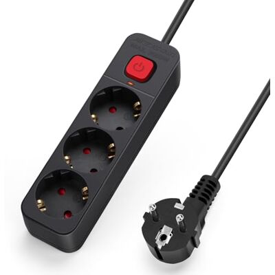 Aigostar Multiprises 3 Prises Extension d'alimentation de 3 Mètre Câble et Interrupteur et Sécurité Enfant Noir Prise de Type Allemand - Publicité Aigostar Multiprises 3 Prises Extension d'alimentation de 3 Mètre Câble et Interrupteur et Sécurité Enfant Noir Prise de Type Allemand - Publicité