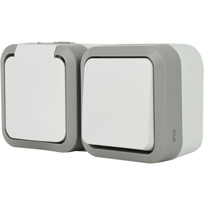 Electraline 615907 Hypro 1 Prise Française (2P+T) 16A + Interrupteur va e vient Outdoor IP55 - Publicité Electraline 615907 Hypro 1 Prise Française (2P+T) 16A + Interrupteur va e vient Outdoor IP55 - Publicité