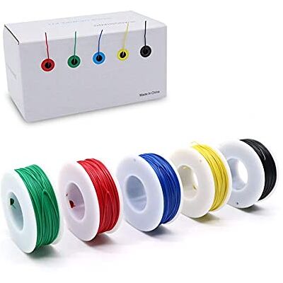 Treedix Kit de câbles électroniques 26 AWG, kit de fils électriques de calibre 26, câble en cuivre étamé à noyau solide, 5 couleurs, 18 m par rouleau de fil électrique (5 pièces) - Publicité Treedix Kit de câbles électroniques 26 AWG, kit de fils électriques de calibre 26, câble en cuivre étamé à noyau solide, 5 couleurs, 18 m par rouleau de fil électrique (5 pièces) - Publicité