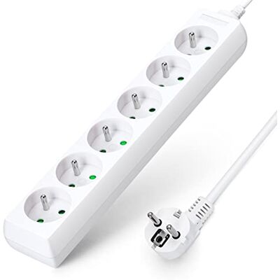 Aigostar Multiprises 6 Prises 16A 2P + E Extension d'alimentation de 3 Mètre Câble et Sécurité Enfant Blanc - Publicité Aigostar Multiprises 6 Prises 16A 2P + E Extension d'alimentation de 3 Mètre Câble et Sécurité Enfant Blanc - Publicité