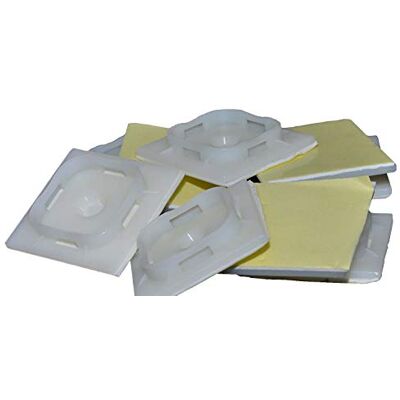 Unbekannt Lot de 100 supports de câbles adhésifs 40 x 40 mm Blanc / naturel - Publicité Unbekannt Lot de 100 supports de câbles adhésifs 40 x 40 mm Blanc / naturel - Publicité