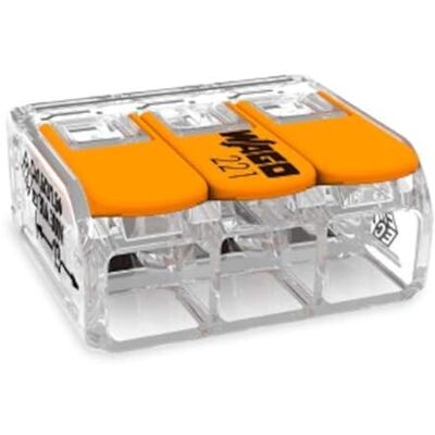 WAGO 221-613 Lot de 10 bornes de raccordement 3 fils avec levier 0,5-6 mm² Petit format Transparent - Publicité WAGO 221-613 Lot de 10 bornes de raccordement 3 fils avec levier 0,5-6 mm² Petit format Transparent - Publicité