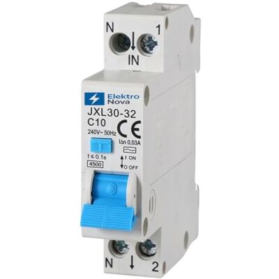 ElektroNova Interrupteur magnétothermique différentiel 1P+N 10A 4.5KA 30mA 1 Modules DIN 220V - Publicité ElektroNova Interrupteur magnétothermique différentiel 1P+N 10A 4.5KA 30mA 1 Modules DIN 220V - Publicité