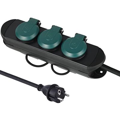 Electraline 30923 Bloc Multiprises Étanche Professionnel avec Enrouleur, 3 Prises avec Capuchon 16A Françaises, Câble en Caoutchouc H07RN-F 3G1.5 mm², Longueur 1.4M, IP44 - Publicité Electraline 30923 Bloc Multiprises Étanche Professionnel avec Enrouleur, 3 Prises avec Capuchon 16A Françaises, Câble en Caoutchouc H07RN-F 3G1.5 mm², Longueur 1.4M, IP44 - Publicité