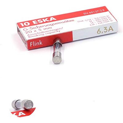 ESKA 10x Fusible rapide (F) en verre 6.3A / 250VAC 5x20mm - Publicité ESKA 10x Fusible rapide (F) en verre 6.3A / 250VAC 5x20mm - Publicité