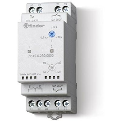 Finder 724202300000PAS Relais de contrôle d'alternance de charges 2 NO 12 A alimentation 110/240 Vac/dc Rail 35 mm - Publicité Finder 724202300000PAS Relais de contrôle d'alternance de charges 2 NO 12 A alimentation 110/240 Vac/dc Rail 35 mm - Publicité