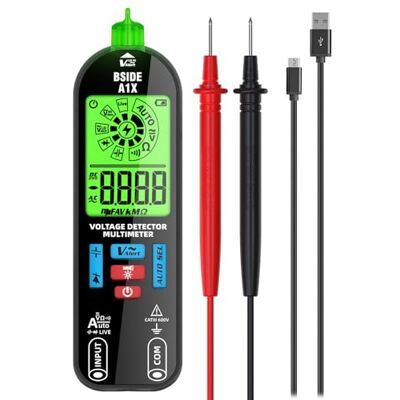 BSIDE A1X Multimètre Numérique Intelligent Mini Testeur Électrique Rechargeable avec Nouvel Écran ID Détecteur de Tension Sans Contact Testeur de Continuité Capacité Ohm Diode Câble Sous Tension - Publicité BSIDE A1X Multimètre Numérique Intelligent Mini Testeur Électrique Rechargeable avec Nouvel Écran ID Détecteur de Tension Sans Contact Testeur de Continuité Capacité Ohm Diode Câble Sous Tension - Publicité