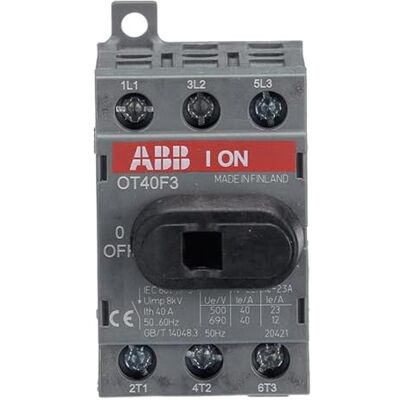 ABB OT40F3 1SCA104902R1001 SWITCH-DISCONNECTOR, 3-POLE, FRONT OPERATED, BASE MOUNTED, DIN-RAIL MOUNTABLE 40A - Publicité ABB OT40F3 1SCA104902R1001 SWITCH-DISCONNECTOR, 3-POLE, FRONT OPERATED, BASE MOUNTED, DIN-RAIL MOUNTABLE 40A - Publicité