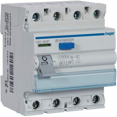Hager CDC463P Inter. Code produit : 4P 63 A 30 mA type AC 4 m. Publicité Hager CDC463P Inter. Code produit : 4P 63 A 30 mA type AC 4 m. Publicité
