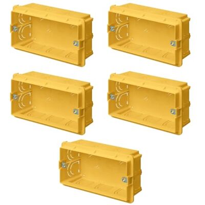 Electron 5 boîtes de 504 encastrées murales, 4 modules/places, pour maçonnerie, 118 x 70 x 48 mm, en technopolymère haute résistance, boîte électrique universelle pour série civile, jaune - Publicité Electron 5 boîtes de 504 encastrées murales, 4 modules/places, pour maçonnerie, 118 x 70 x 48 mm, en technopolymère haute résistance, boîte électrique universelle pour série civile, jaune - Publicité