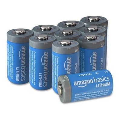 Amazon Basics Lot de 10 piles au lithium CR123A 3 V, durée de conservation de 10 ans - Publicité Amazon Basics Lot de 10 piles au lithium CR123A 3 V, durée de conservation de 10 ans - Publicité