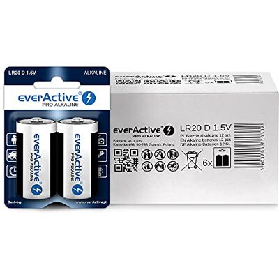 everActive Lot de 12 Piles D alcalines Pro LR20 R20 1,5 V, Haute Performance, durée de Vie de 10 Ans, 6 Cartes Blister - Publicité everActive Lot de 12 Piles D alcalines Pro LR20 R20 1,5 V, Haute Performance, durée de Vie de 10 Ans, 6 Cartes Blister - Publicité