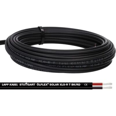 Lapp 10 mètres de câble solaire ÖLFLEX SOLAR XLS-R T 2X2,5mm² BK/RD Câble solaire jumelé - Publicité Lapp 10 mètres de câble solaire ÖLFLEX SOLAR XLS-R T 2X2,5mm² BK/RD Câble solaire jumelé - Publicité