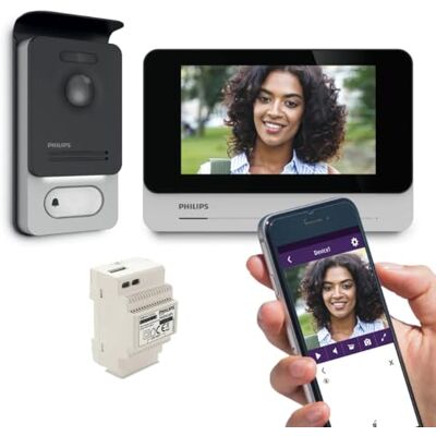 Philips Kit Visiophone Connecté WelcomeEye Connect 2, Moniteur Tactile 7", Platine RFID, Transformateur DIN 230V, App Smartphone, Vision Nocturne 130° - Publicité Philips Kit Visiophone Connecté WelcomeEye Connect 2, Moniteur Tactile 7", Platine RFID, Transformateur DIN 230V, App Smartphone, Vision Nocturne 130° - Publicité