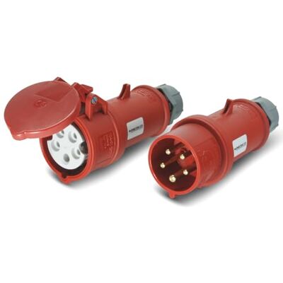 Mennekes Kit prise et raccord CEE 400 V/16 A 5p IP44 avec inverseur de phase - Publicité Mennekes Kit prise et raccord CEE 400 V/16 A 5p IP44 avec inverseur de phase - Publicité