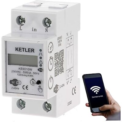 KETLER KE6010W : Compteur contacteur électrique Monophasé 60 A Mesure directe WIFI Compatible SMART LIFE et TUYA - Publicité KETLER KE6010W : Compteur contacteur électrique Monophasé 60 A Mesure directe WIFI Compatible SMART LIFE et TUYA - Publicité