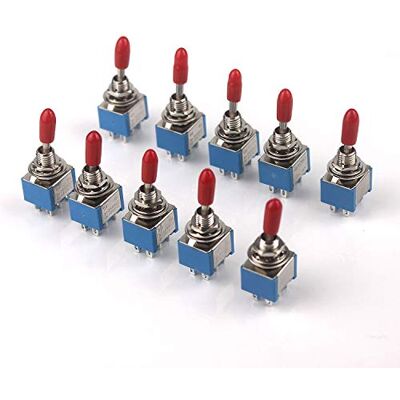YTIan 10Pcs AC 250V/3A 120V/6A ON/ON Interrupteur à 2 positions 6 Broches SPDT Mini Interrupteur à Bascule avec capuchon en plastique rouge - Publicité YTIan 10Pcs AC 250V/3A 120V/6A ON/ON Interrupteur à 2 positions 6 Broches SPDT Mini Interrupteur à Bascule avec capuchon en plastique rouge - Publicité