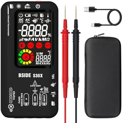 BSIDE S30X Multimètre Numérique Intelligent avec Thermomètre IR 12:1 Testeur Diode Haute Tension 9999 Comptes LCD Couleur Voltmètre Ampèremètre Rechargeable pour HVAC LED Automobile Électronique - Publicité BSIDE S30X Multimètre Numérique Intelligent avec Thermomètre IR 12:1 Testeur Diode Haute Tension 9999 Comptes LCD Couleur Voltmètre Ampèremètre Rechargeable pour HVAC LED Automobile Électronique - Publicité
