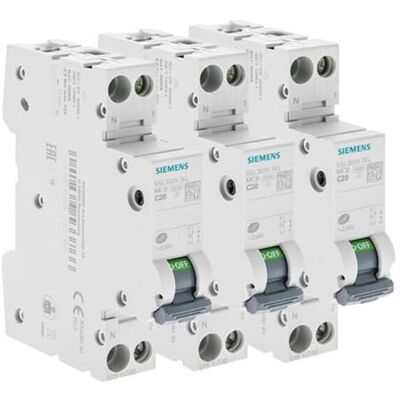 Siemens LOT 3 disjoncteurs modulaires 20A 230V, 4,5kA, 1+N POLES, COURBE C - Publicité Siemens LOT 3 disjoncteurs modulaires 20A 230V, 4,5kA, 1+N POLES, COURBE C - Publicité
