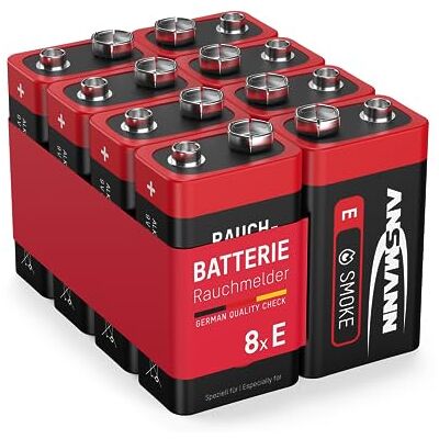 Ansmann Piles alcalines 6LR61 9V (lot de 8) – Piles spéciales pour détecteur de fumée et autre système d'alarme – Piles alcalines 9V de qualité supérieure, fiable et à hautes performances - Publicité Ansmann Piles alcalines 6LR61 9V (lot de 8) – Piles spéciales pour détecteur de fumée et autre système d'alarme – Piles alcalines 9V de qualité supérieure, fiable et à hautes performances - Publicité