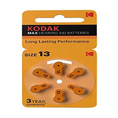 Kodak Lot de 60 Piles auditives Extra avancées en Zinc Marron Taille 13 pour appareils auditifs sans Mercure 1,45 V A13 Taille 13 Orange Tab - Publicité Kodak Lot de 60 Piles auditives Extra avancées en Zinc Marron Taille 13 pour appareils auditifs sans Mercure 1,45 V A13 Taille 13 Orange Tab - Publicité