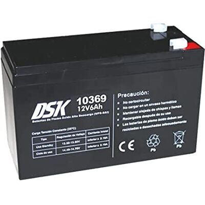 DSK Batterie AGM Plomb Étanche VRLA Haute Décharge 12V 6Ah Rechargeable sans Entretien pour UPS/Onduleur, Alarme et Sécurité Compatible bornes F1/F2 - Publicité DSK Batterie AGM Plomb Étanche VRLA Haute Décharge 12V 6Ah Rechargeable sans Entretien pour UPS/Onduleur, Alarme et Sécurité Compatible bornes F1/F2 - Publicité