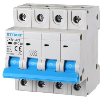 Electron 380 V 40 A C40 Interrupteur magnétothermique 415 V AC, triphasé, occupe 4 modules de conduite DIN, 4P 4 pôles, 6 KA 6000 AMPERE, INTERRUPTEUR DE CIRCUIT - Publicité Electron 380 V 40 A C40 Interrupteur magnétothermique 415 V AC, triphasé, occupe 4 modules de conduite DIN, 4P 4 pôles, 6 KA 6000 AMPERE, INTERRUPTEUR DE CIRCUIT - Publicité