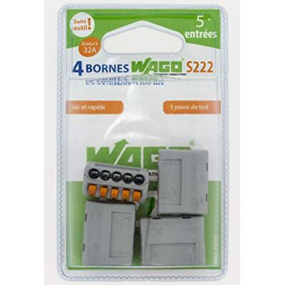 WAGO Lot de 4 Bornes de Connexion S222-5 entrées - Publicité WAGO Lot de 4 Bornes de Connexion S222-5 entrées - Publicité