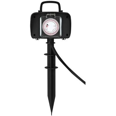 SILAMP Prise de Jardin Noir avec Piquet de Terre IP44 2 Prises avec Timer Intégré - Publicité SILAMP Prise de Jardin Noir avec Piquet de Terre IP44 2 Prises avec Timer Intégré - Publicité