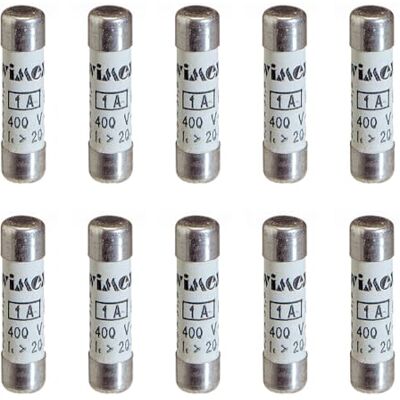 Electron Lot de 10 fusibles cylindriques 8x32mm, 400V 25A, usage industriel et civil CF, intervention retardée, en céramique, stéatite, emploi gG, Puissance de coupure (lk) 20KA - Publicité Electron Lot de 10 fusibles cylindriques 8x32mm, 400V 25A, usage industriel et civil CF, intervention retardée, en céramique, stéatite, emploi gG, Puissance de coupure (lk) 20KA - Publicité