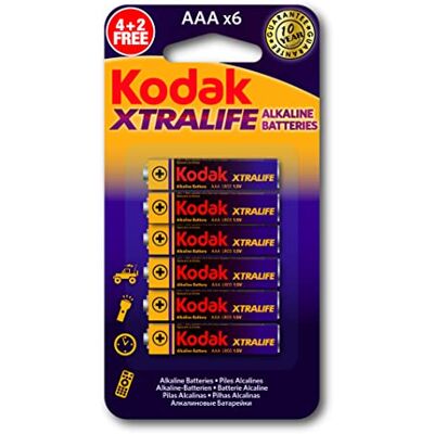Kodak Piles XTRALIFE Alcaline AAA / LR03 pack de 6 - Publicité Kodak Piles XTRALIFE Alcaline AAA / LR03 pack de 6 - Publicité