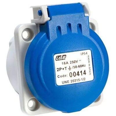 IDE 00414 bases type Schuko française, base encastrement jonction sans vis, IP54 – 16 a-2p + t-250 V - Publicité IDE 00414 bases type Schuko française, base encastrement jonction sans vis, IP54 – 16 a-2p + t-250 V - Publicité