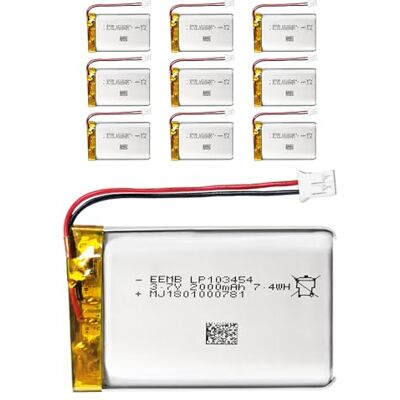 EEMB 10Pcs Batterie Lithium polymère 3,7V 2000mAh 103454 Batterie Rechargeable lipo avec connecteur JST avec VXI Blue Parrott vérifier la polarité de l'équipement et du connecteur Avant l'achat - Publicité EEMB 10Pcs Batterie Lithium polymère 3,7V 2000mAh 103454 Batterie Rechargeable lipo avec connecteur JST avec VXI Blue Parrott vérifier la polarité de l'équipement et du connecteur Avant l'achat - Publicité
