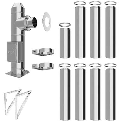 Schornstein-es Conduit de cheminée en inox Conduit isolé Kit complet Conduit double paroi Distance au mur 50 mm (Ø 130 mm, longueur 8,7 m) - Publicité Schornstein-es Conduit de cheminée en inox Conduit isolé Kit complet Conduit double paroi Distance au mur 50 mm (Ø 130 mm, longueur 8,7 m) - Publicité