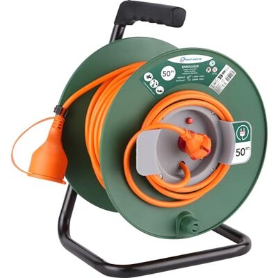 Electraline 20866139F Rallonge Prolongateur Jardín 50 M avec enrouleur 16A Section 2x1,5 mm² Orange/Vert, Prise Type C/EF 2 Broches (EU) - Publicité Electraline 20866139F Rallonge Prolongateur Jardín 50 M avec enrouleur 16A Section 2x1,5 mm² Orange/Vert, Prise Type C/EF 2 Broches (EU) - Publicité