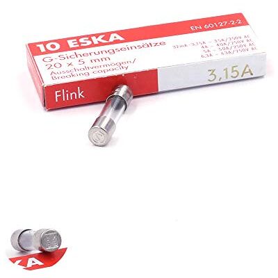 ESKA 10x Fusible rapide (F) en verre 3.15A / 250VAC 5x20mm - Publicité ESKA 10x Fusible rapide (F) en verre 3.15A / 250VAC 5x20mm - Publicité