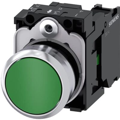 Siemens Sirius ATC – Poussoir Rond métallique/A brillant vert 1 NA Borne Vis - Publicité Siemens Sirius ATC – Poussoir Rond métallique/A brillant vert 1 NA Borne Vis - Publicité