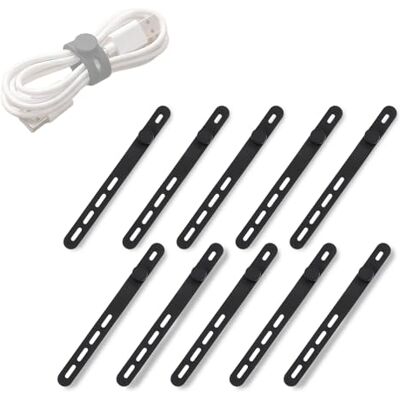 Zlokdraxy 10 Serres Câbles Réutilisables en Silicone Lavables, Ajustables et Attache Cable avec Boucle de Verrouillage pour Organiser les Fils Électroniques à la Maison, au Bureau et en Voyage - Publicité Zlokdraxy 10 Serres Câbles Réutilisables en Silicone Lavables, Ajustables et Attache Cable avec Boucle de Verrouillage pour Organiser les Fils Électroniques à la Maison, au Bureau et en Voyage - Publicité